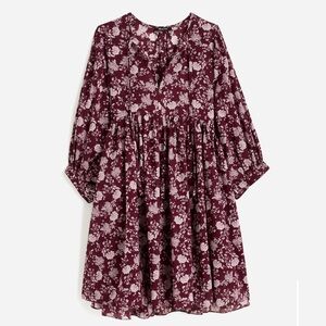 Madewell Split-Neck Puff-Sleeve Dress in Floral